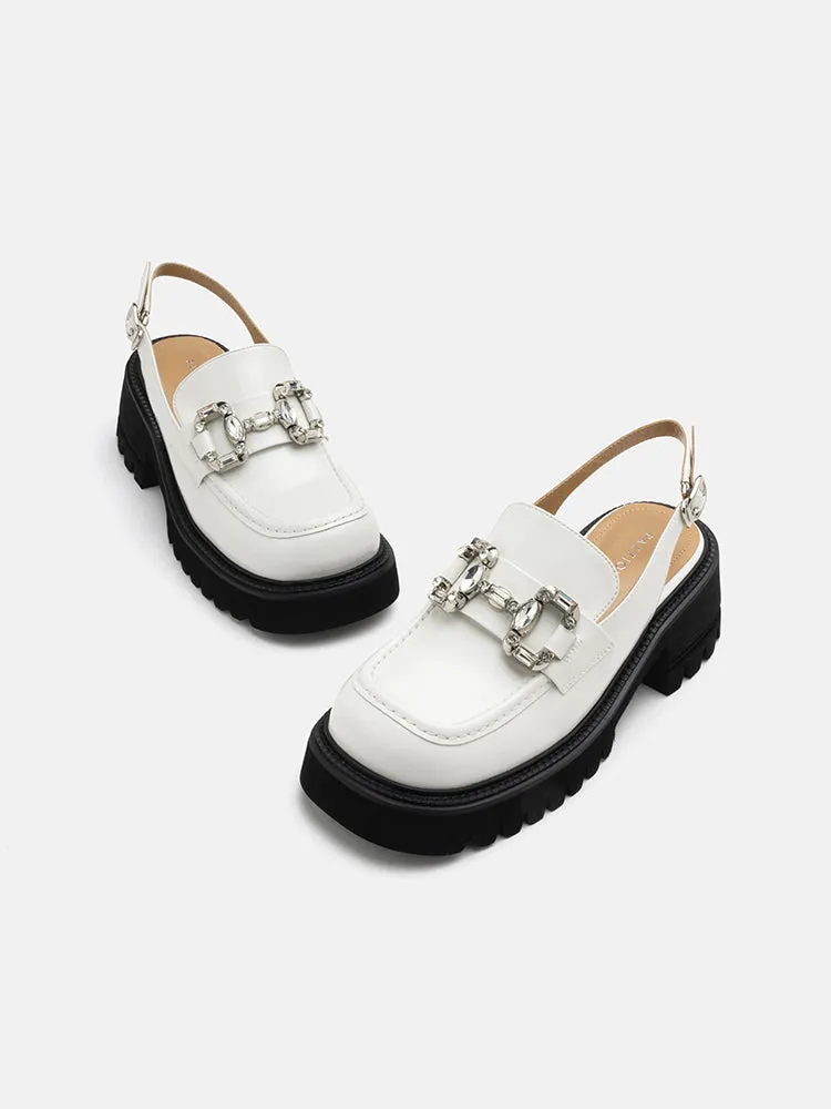Yasmin Diamante Embellished Buckle Slingback Loafers