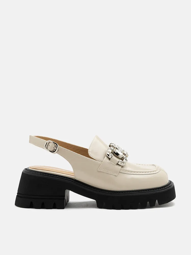 Yasmin Diamante Embellished Buckle Slingback Loafers