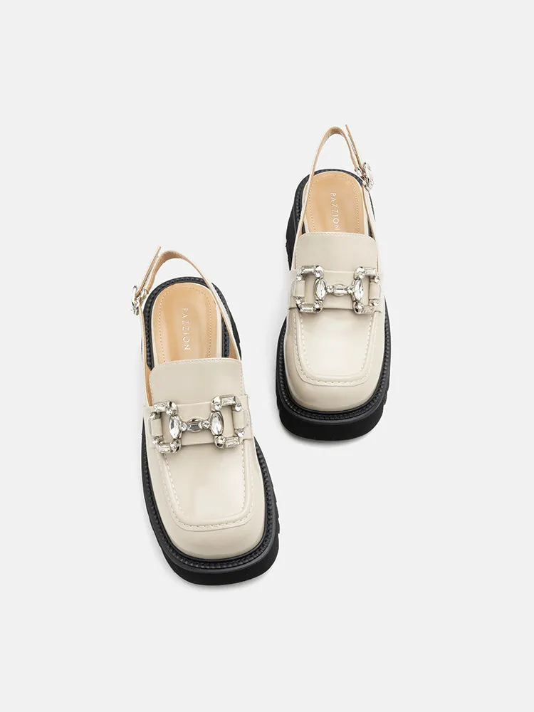 Yasmin Diamante Embellished Buckle Slingback Loafers