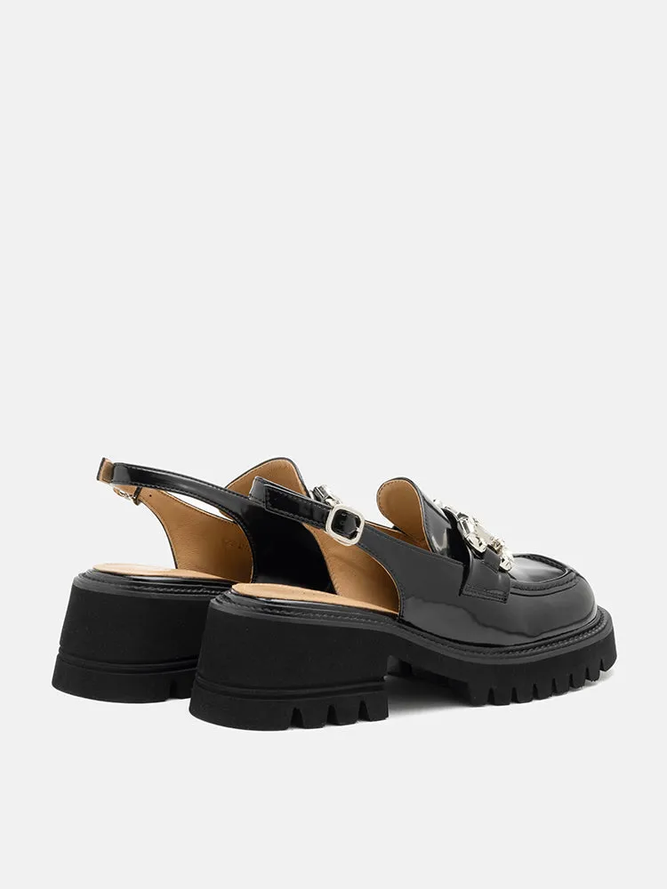Yasmin Diamante Embellished Buckle Slingback Loafers