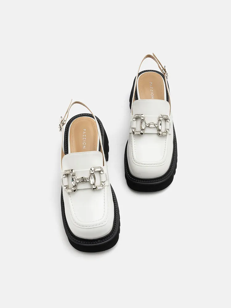 Yasmin Diamante Embellished Buckle Slingback Loafers