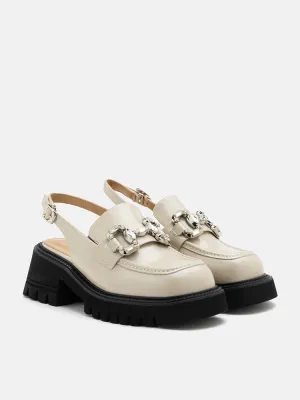 Yasmin Diamante Embellished Buckle Slingback Loafers