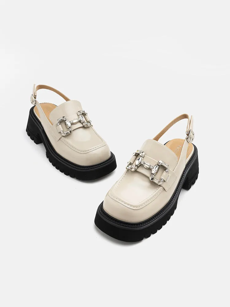 Yasmin Diamante Embellished Buckle Slingback Loafers