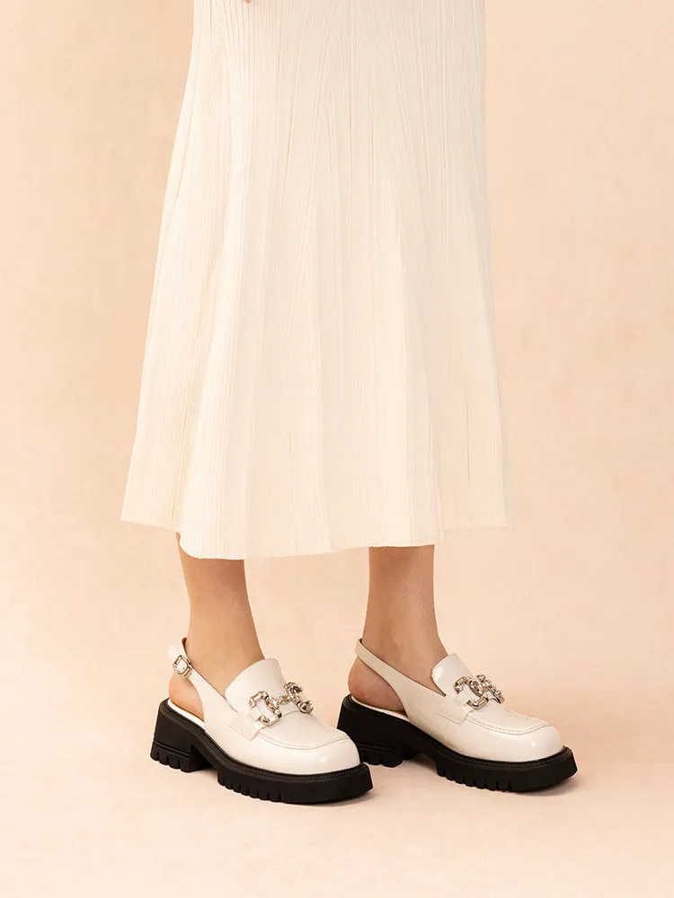 Yasmin Diamante Embellished Buckle Slingback Loafers