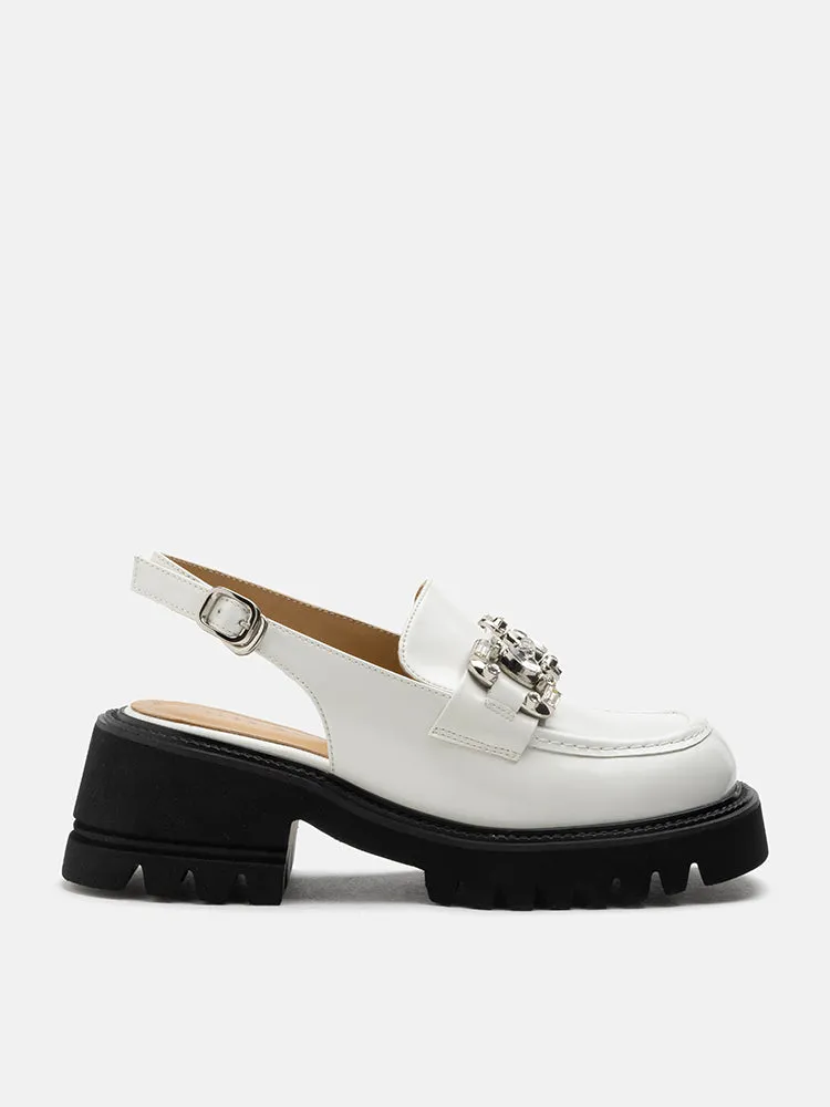 Yasmin Diamante Embellished Buckle Slingback Loafers