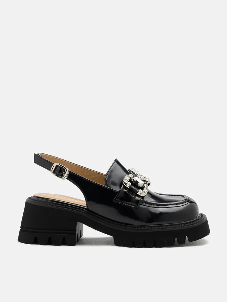 Yasmin Diamante Embellished Buckle Slingback Loafers