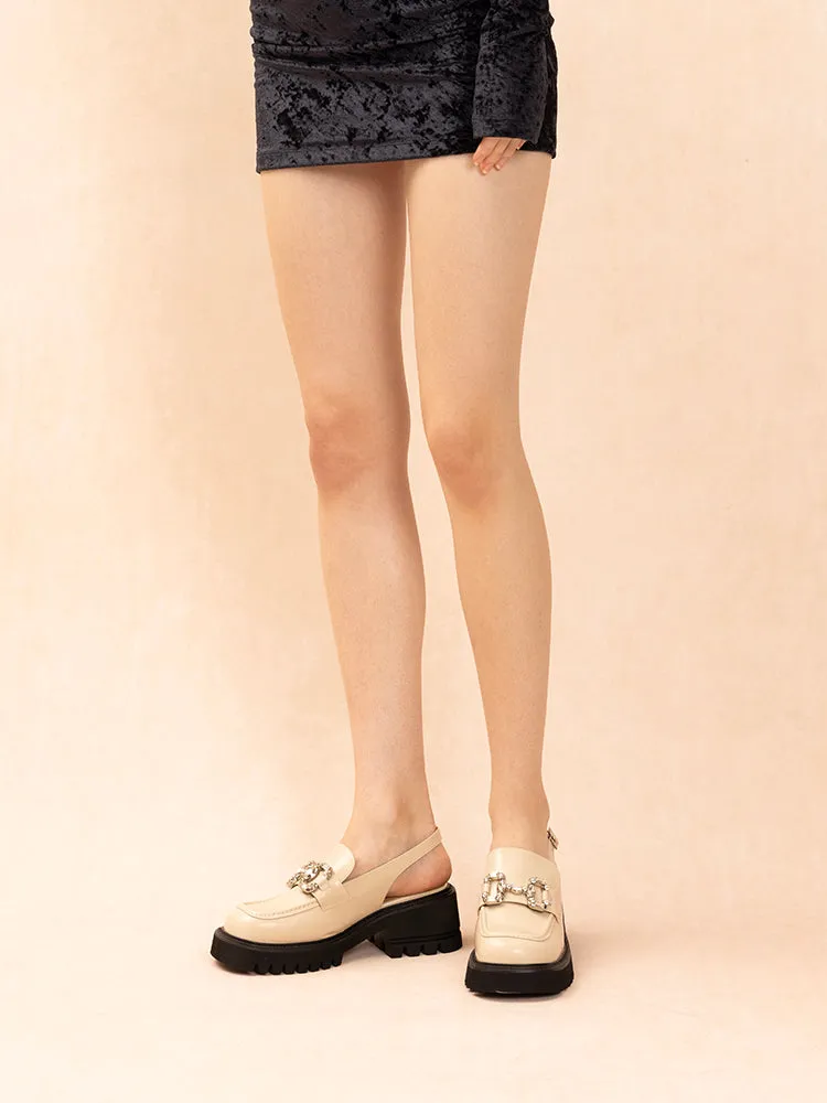Yasmin Diamante Embellished Buckle Slingback Loafers
